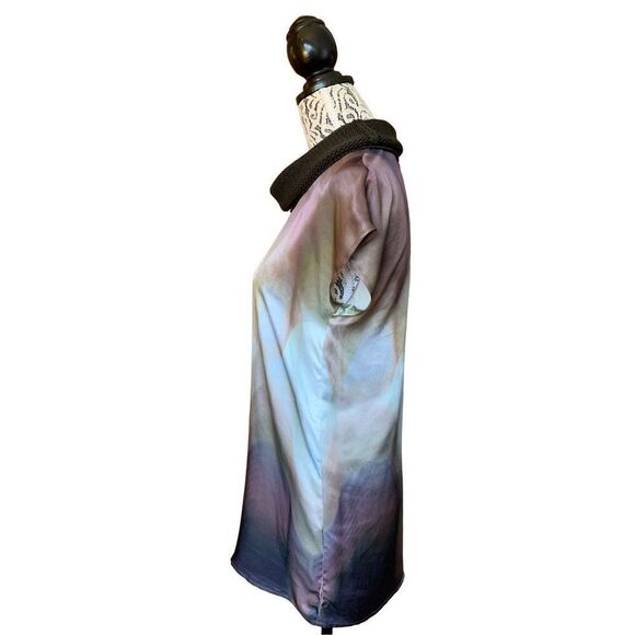 Pennyblack Silk Wavy Ombré Print Knit Cowl Neck Top Brown Size 4 - Picture 10 of 12